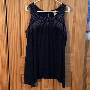 Faded glory blue and pink tank top with design